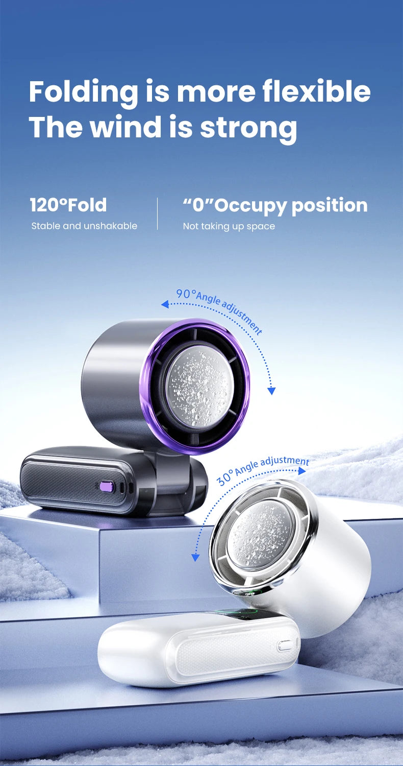 2025 New Ice Pack High-Speed Handheld Eletric Fan 100 Speed Adjustable Folding Mini Fan Portable Outdoor Hanging Neck Small Fan