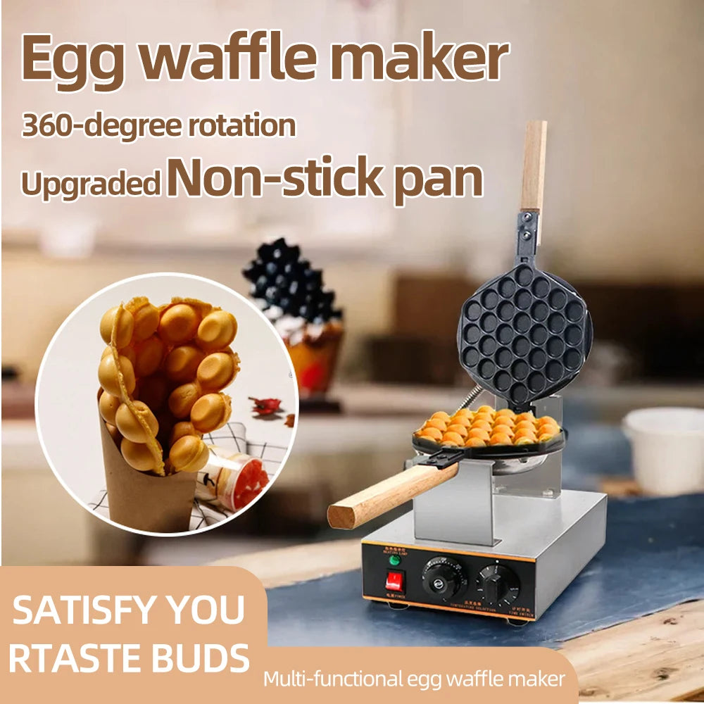 DIVEDEER Commercial Waffle Maker 1400W Stainless Steel Waffle Maker with 180° Rotating Dual Baking Plates and Wooden Handle