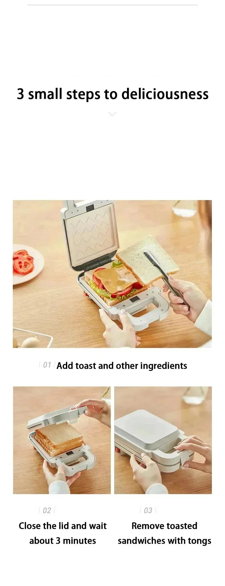 220V 600W Sandwich Machine Breakfast Machine Household Multi-functional Small Waffle Toaster Plus Waffle Plate