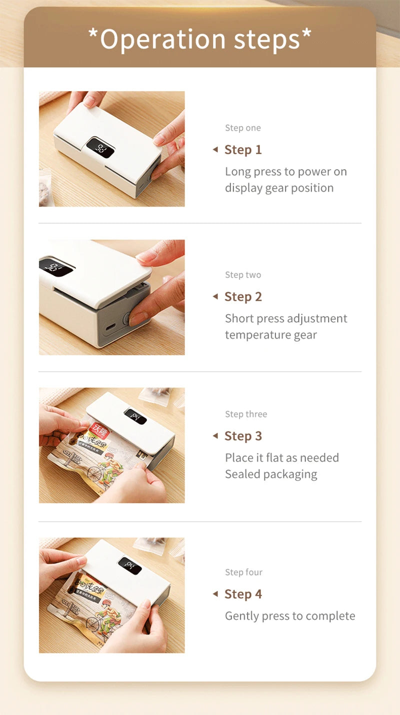 Plastic Bags Sealer Mini Heat Bag Sealing Machine 2 in 1 Heat Bag Sealer Food Packaging Sealing Machine Portable Bags Sealer