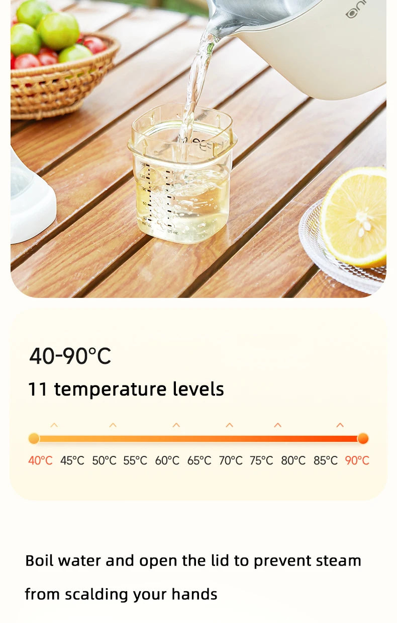 800ML Split-Type Foldable Electric Kettle Portable Travel Heating Cup with Adjustable Temperature 100V-240V Cooking Pot