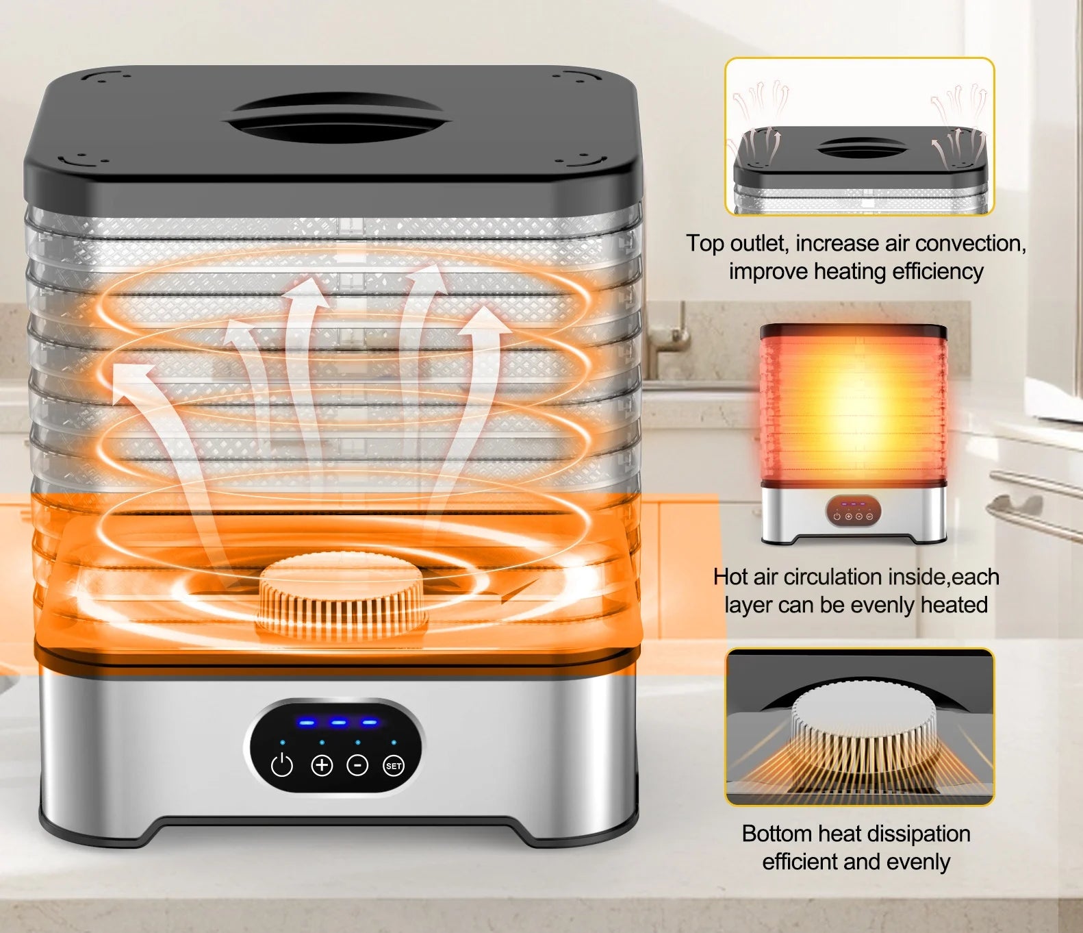 Electric Mini High Efficiency 400W Fruit and Vegetable Food Dehydrator with Plastic Housing for Household Meat and Pet Drying