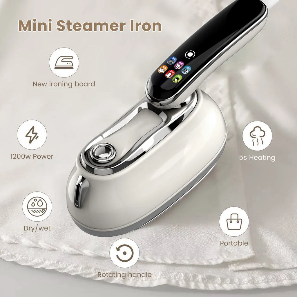 EU Handheld Steam Iron 2026 New Smart LED Digital Display Home Travel Portable Steam Iron 1200W High Power Handheld Hanging Iron