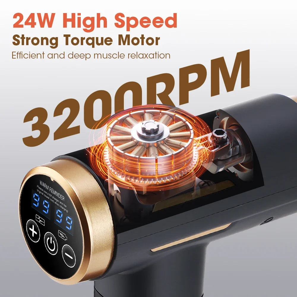 11-IN-1 Electric Massage Gun 99 Level Powerful Fascia Gun High-Frequency Vibration Body Massage Gun USB Rechargeable