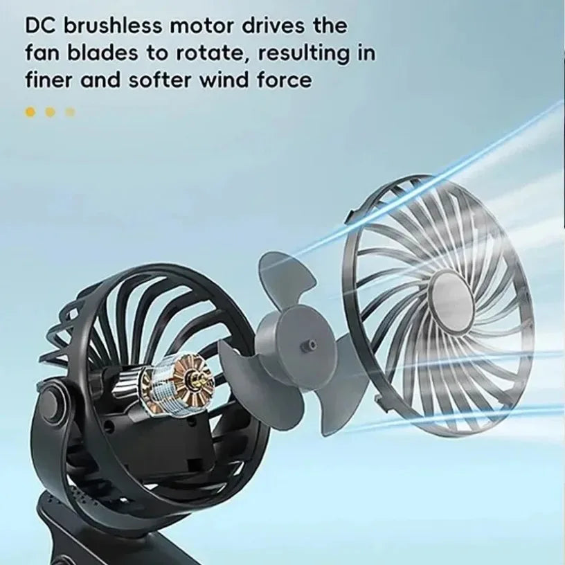 Portable Mini 360°Flip USB Rechargeable Table Fan Clip-on Type Desk Fan Hanging Clip Fan Night Light Air Cooler Outdoor