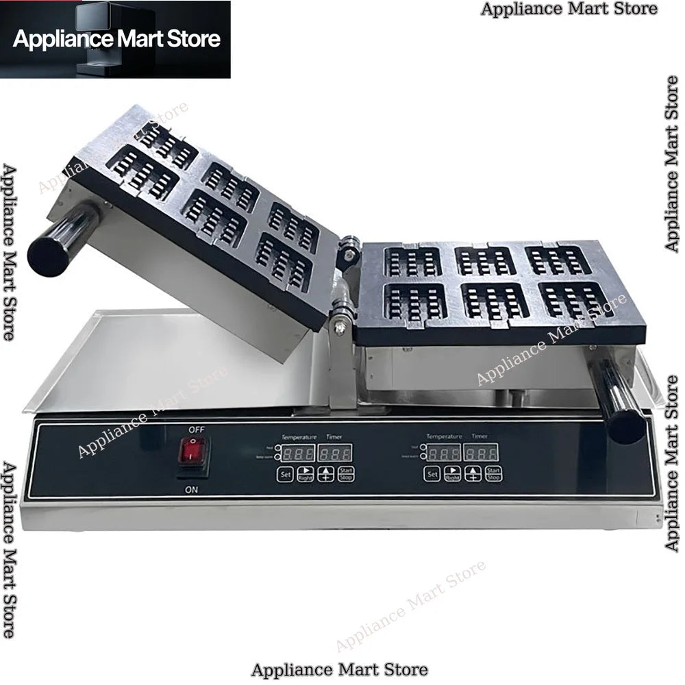 Electric Ice Cream Stick Waffle Maker 1600W 6PCS Popsicle Shape Taiyaki Waffle Machine Square Shape Waffle Iron Non-stick WHYY