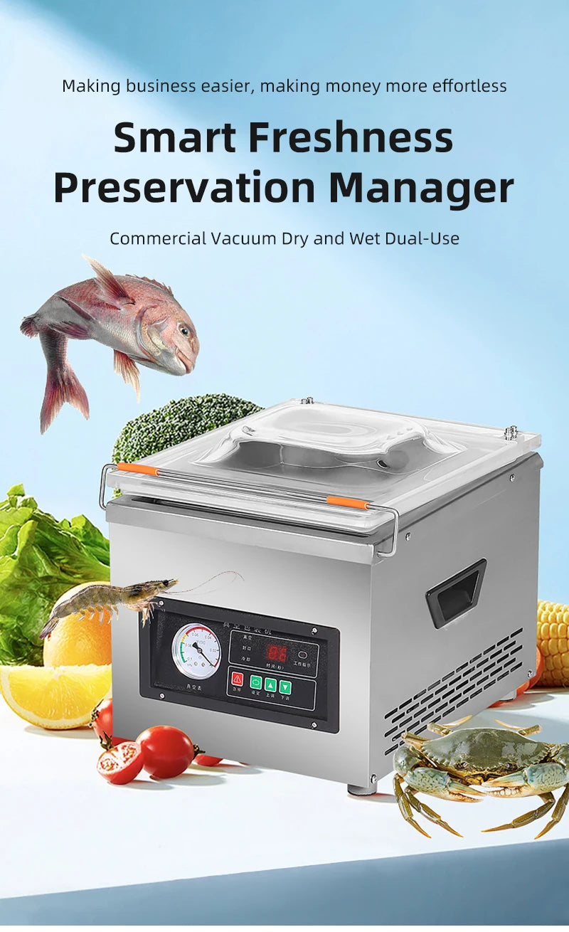 DIVEDEER Commercial Vacuum Sealer for Food Packaging Chamber-Type Vacuum Sealer for Kitchen Meat Preservation