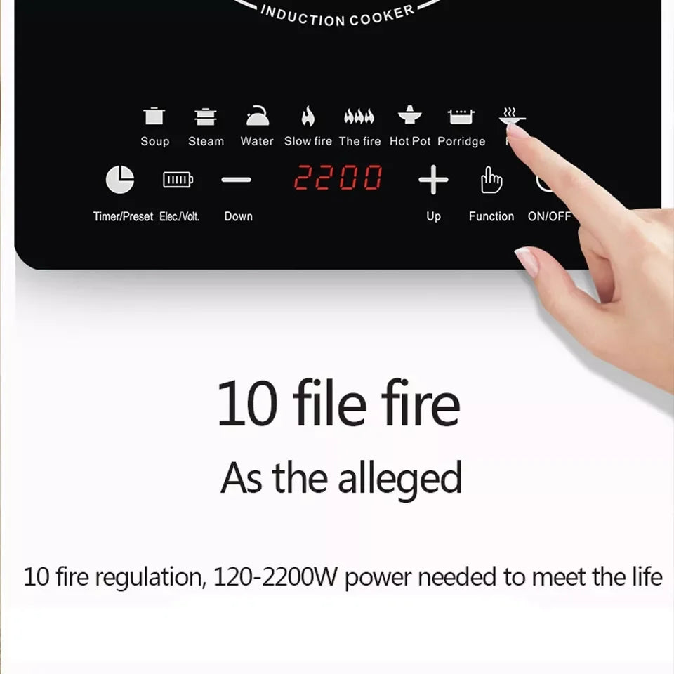 2200W Portable Induction Cooktop Electric Hot Plate Single Burner Cooker