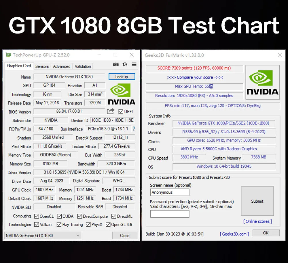 MLLSE NVIDIA GeForce GTX 1080 8GB GDDR5X 256-bit PCIe 3.0 x16 16nm Desktop Computer Gaming GPU New Card Placa De Video