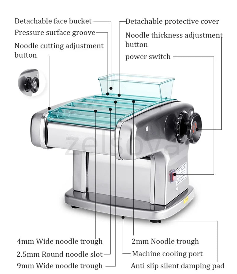 Household electric noodle machine Noodle machine Small automatic commercial stainless steel multi-function rolling machine
