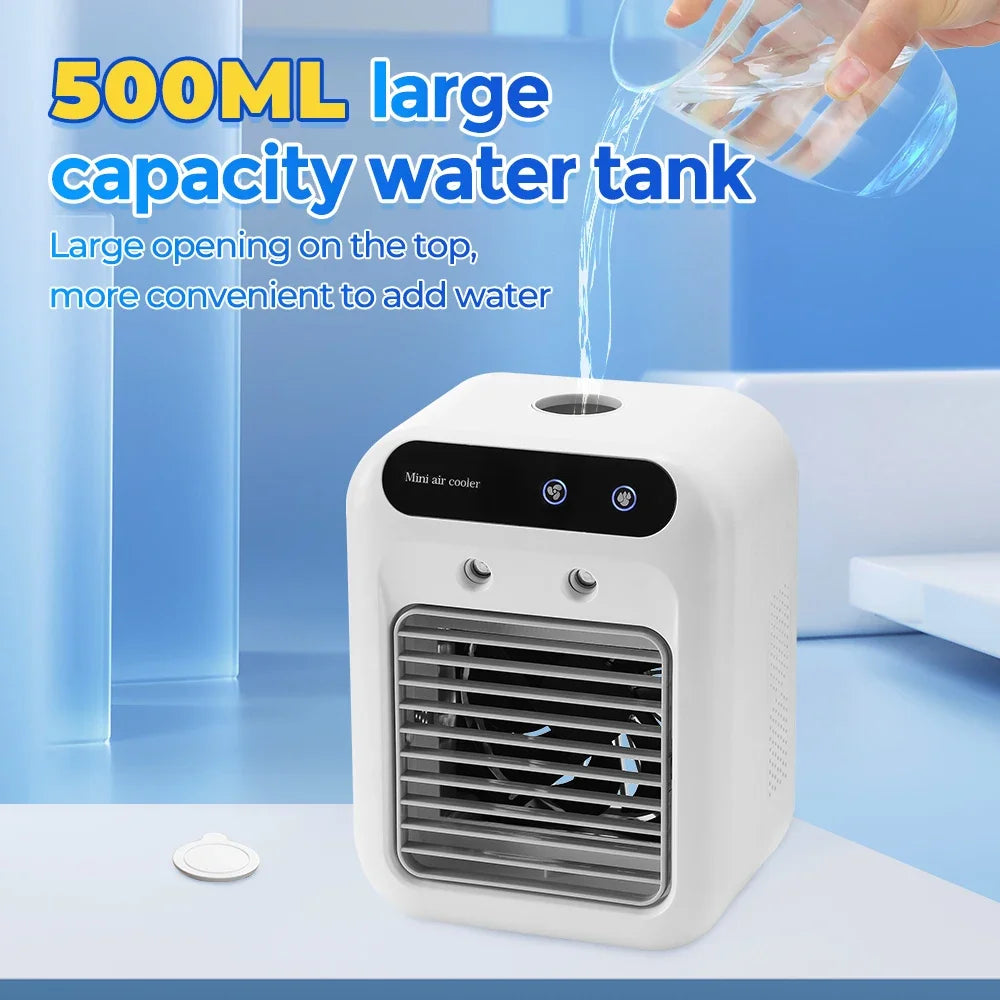 Small Portable Air Conditioner Fan, Small Air Cooler, Mini Humidifier for Home and Office