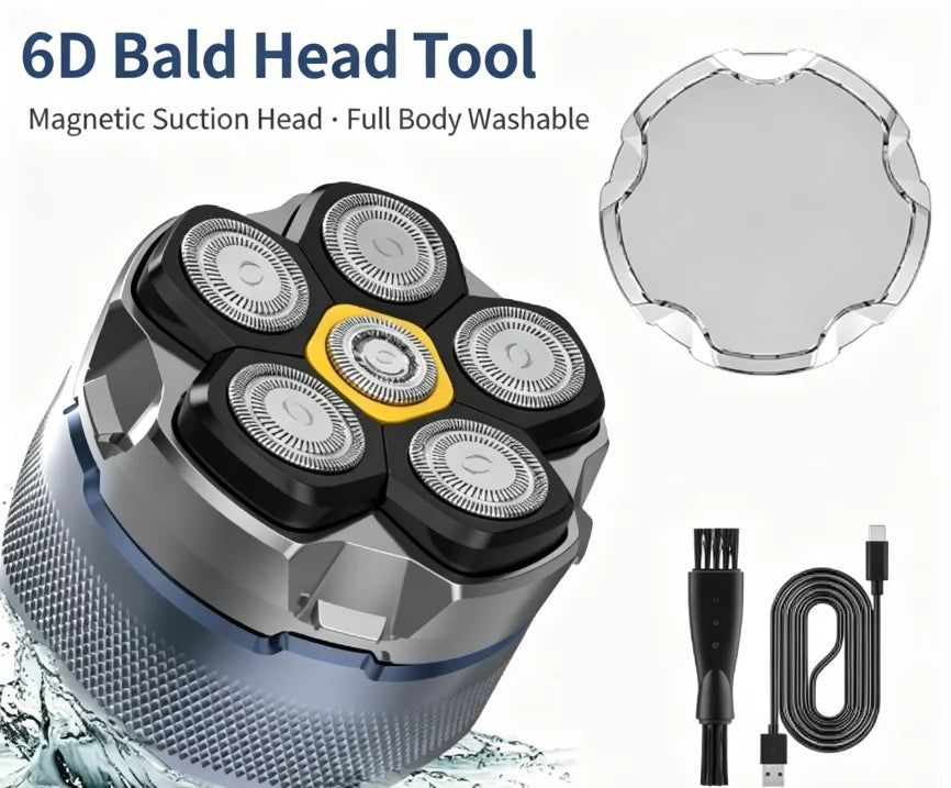 6D Magnetic Electric Head Shaver Waterproof LED Rechargeable Hair Trimmer Bald Men Face Hair Cutting Razor
