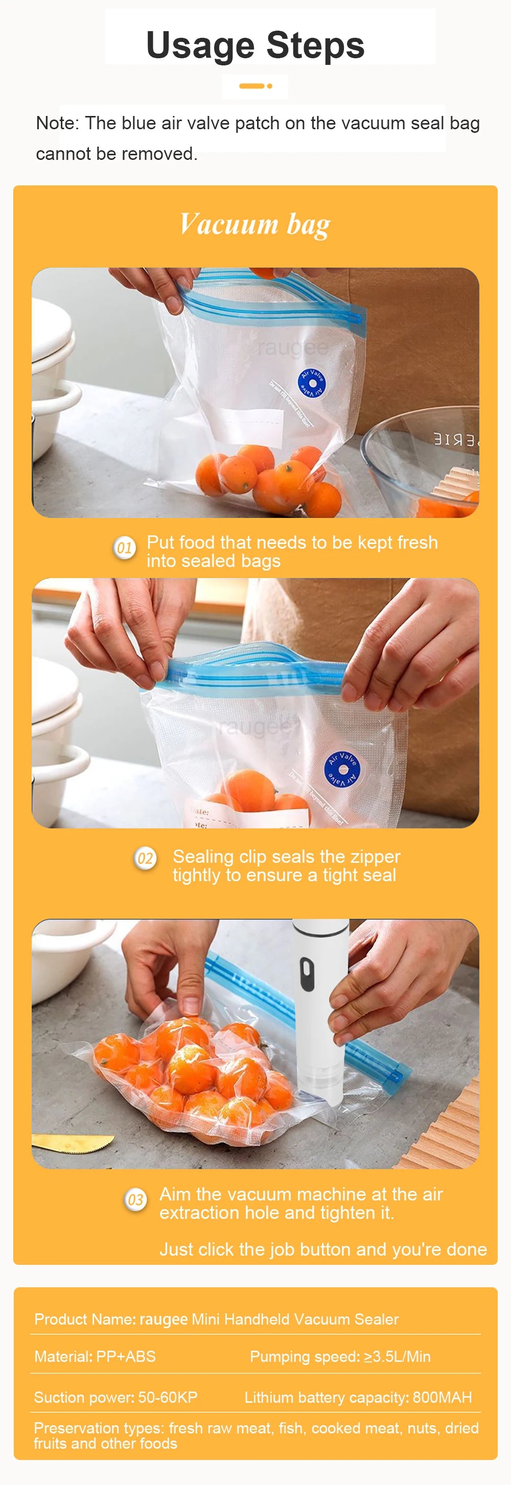 Air Vacuum Pump Automatic Food Sealing Air Pump USB Rechargeable Sealer Pump For Food Handheld Dry/wet Food Sealer Pump