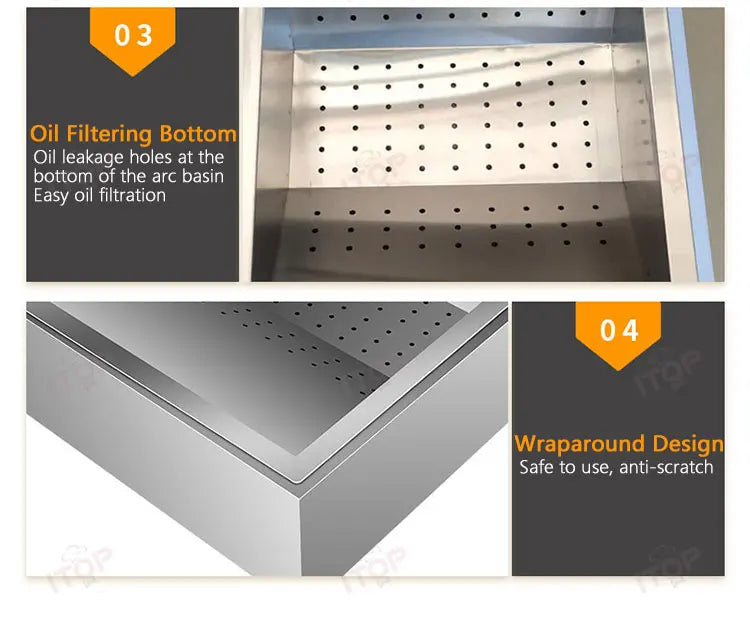ITOP French Fry Dump Station French Fries Oil Filtering Station Potato Chips Tray Fried Food Stacking Plate 52*37.5*14 cm