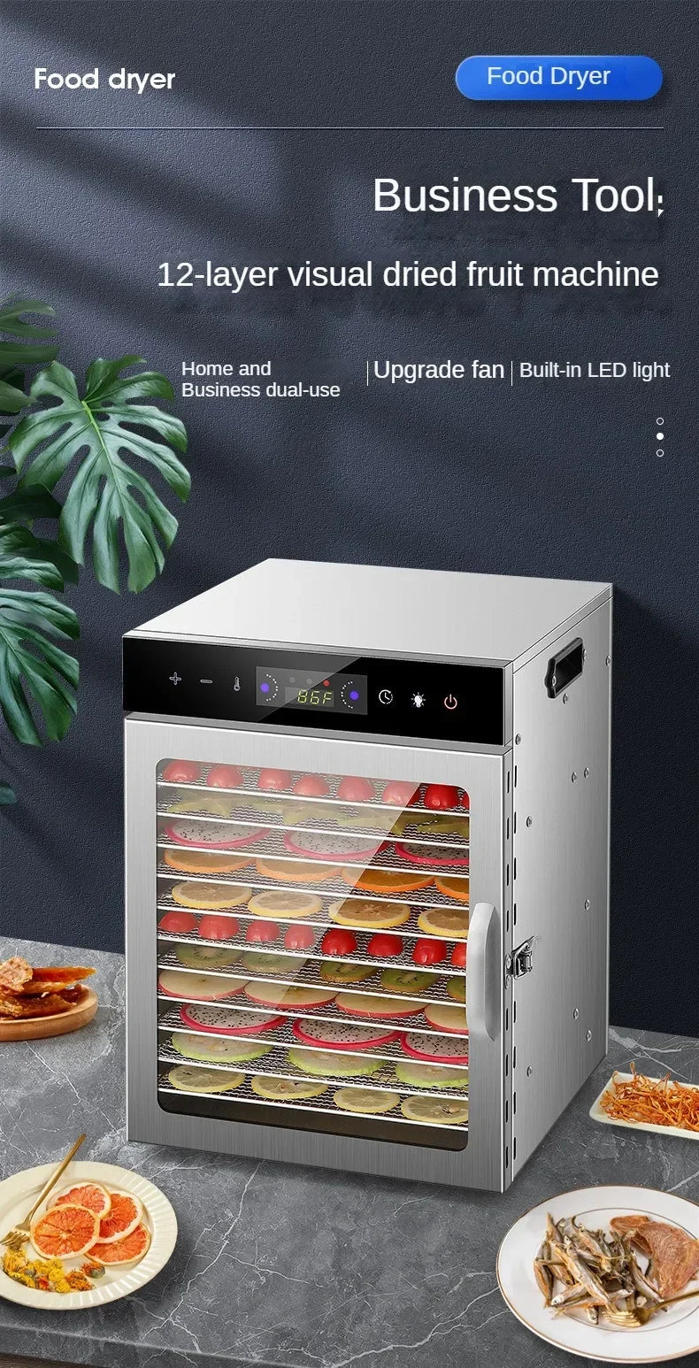 6/8/12/18 Layers Home Fruit Air Dryer Vegetable Snacks Meat Medicinal Materials Fruit Smart and Commercial Food Dehydrator