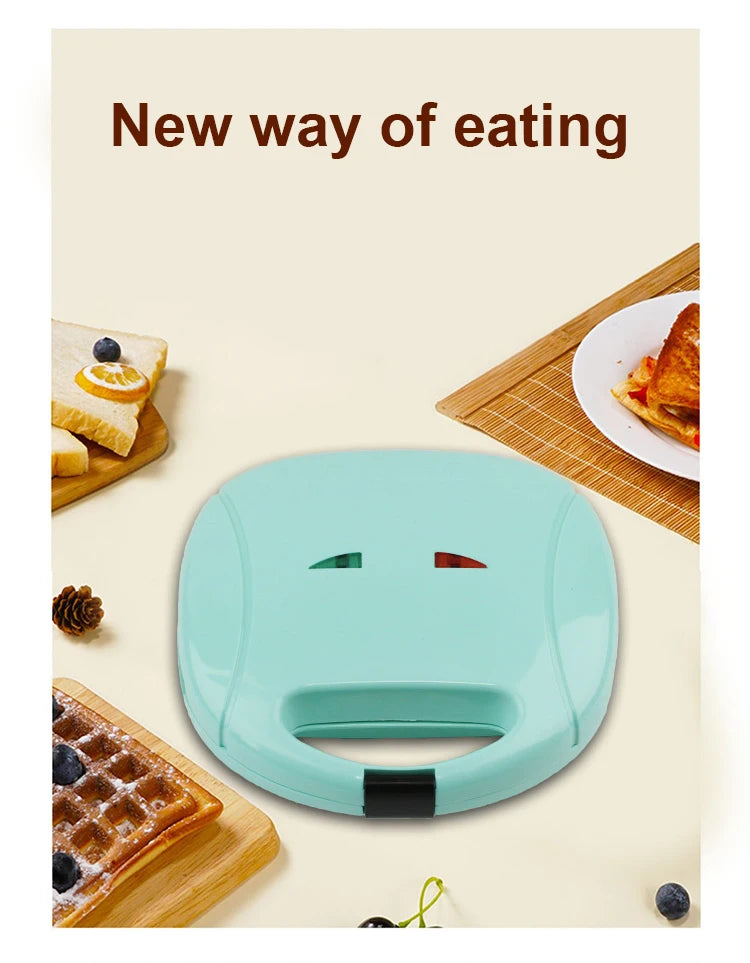 DMWD Electric Egg Sandwich Maker Mini Grilling Panini Baking Plates Toaster Multifunction Non-Stick waffle Breakfast Machine EU