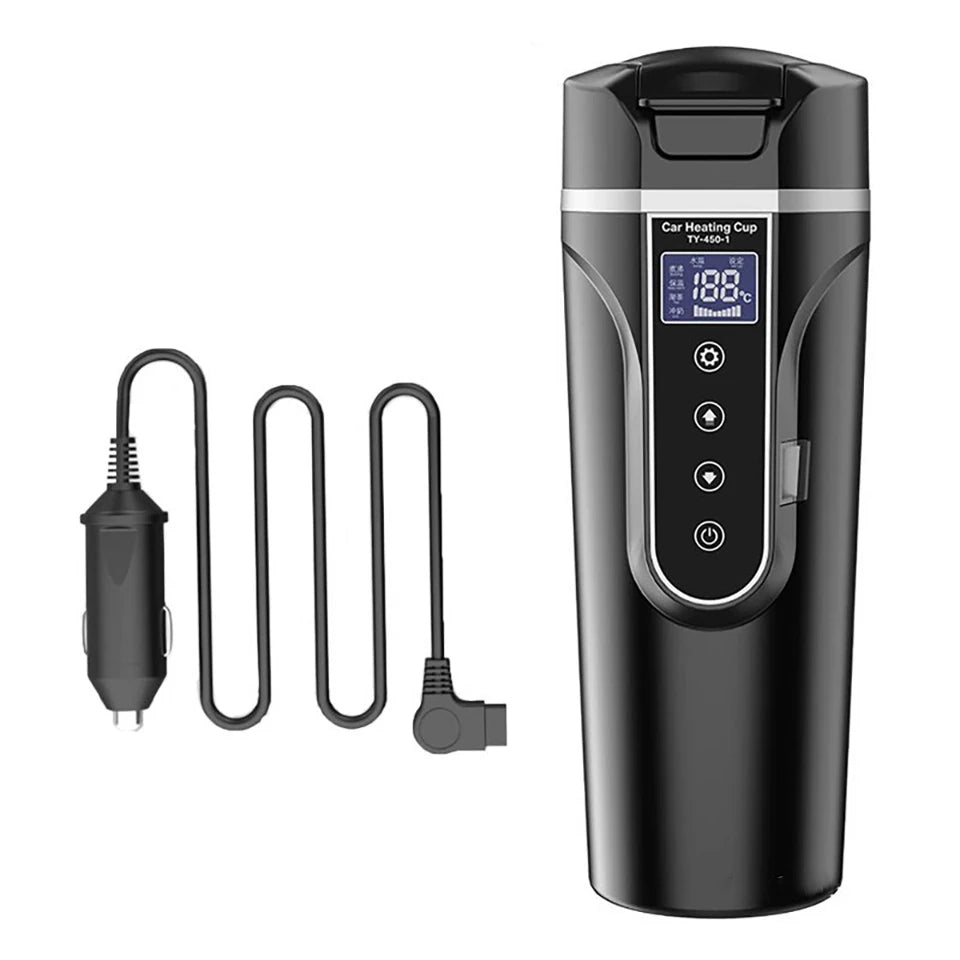 Yanace 500ML Portable Car Electric Kettle Smart Temperature Control Travel Heating Cup for Coffee Milk Tea 12V Auto Boiler