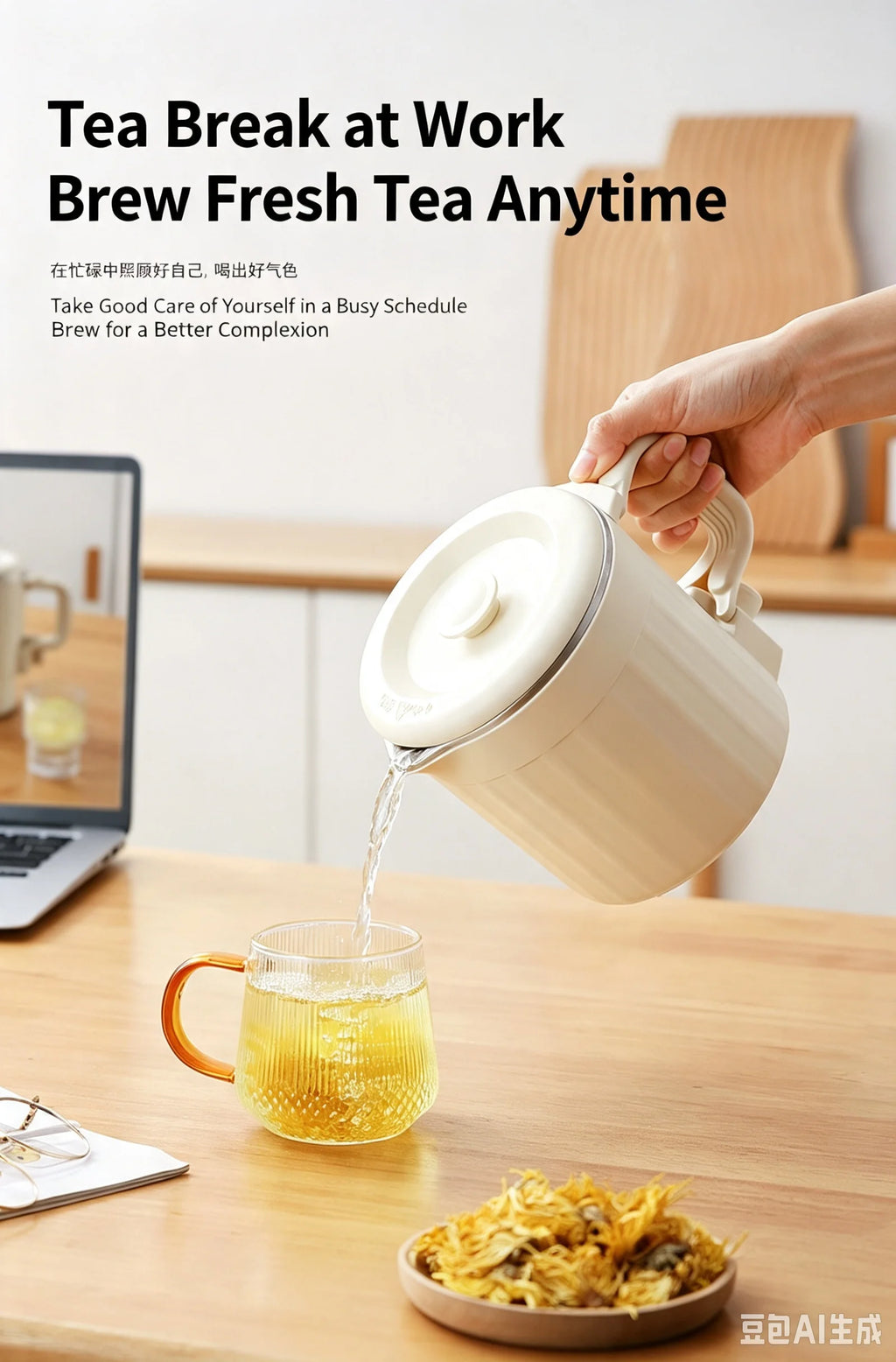 Portable Foldable Electric Kettle, Double Layer Anti-scald Water Boiler, 2 Heat Settings Quiet Mini Travel Heating Pot for Boili