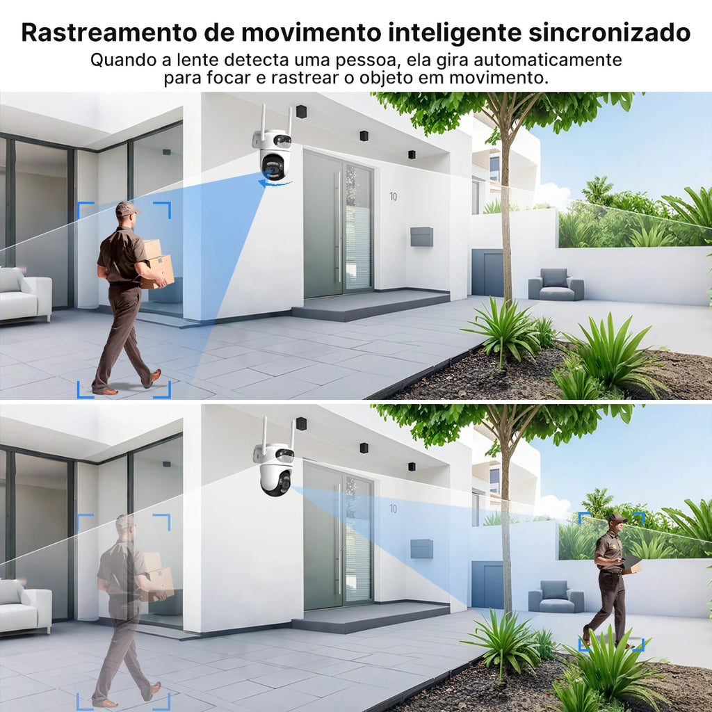 Icsee Wifi Ip Camera Dual Screen Home Security Ptz Camera Ai Tracking Outdoor Video Surveillance Cctv