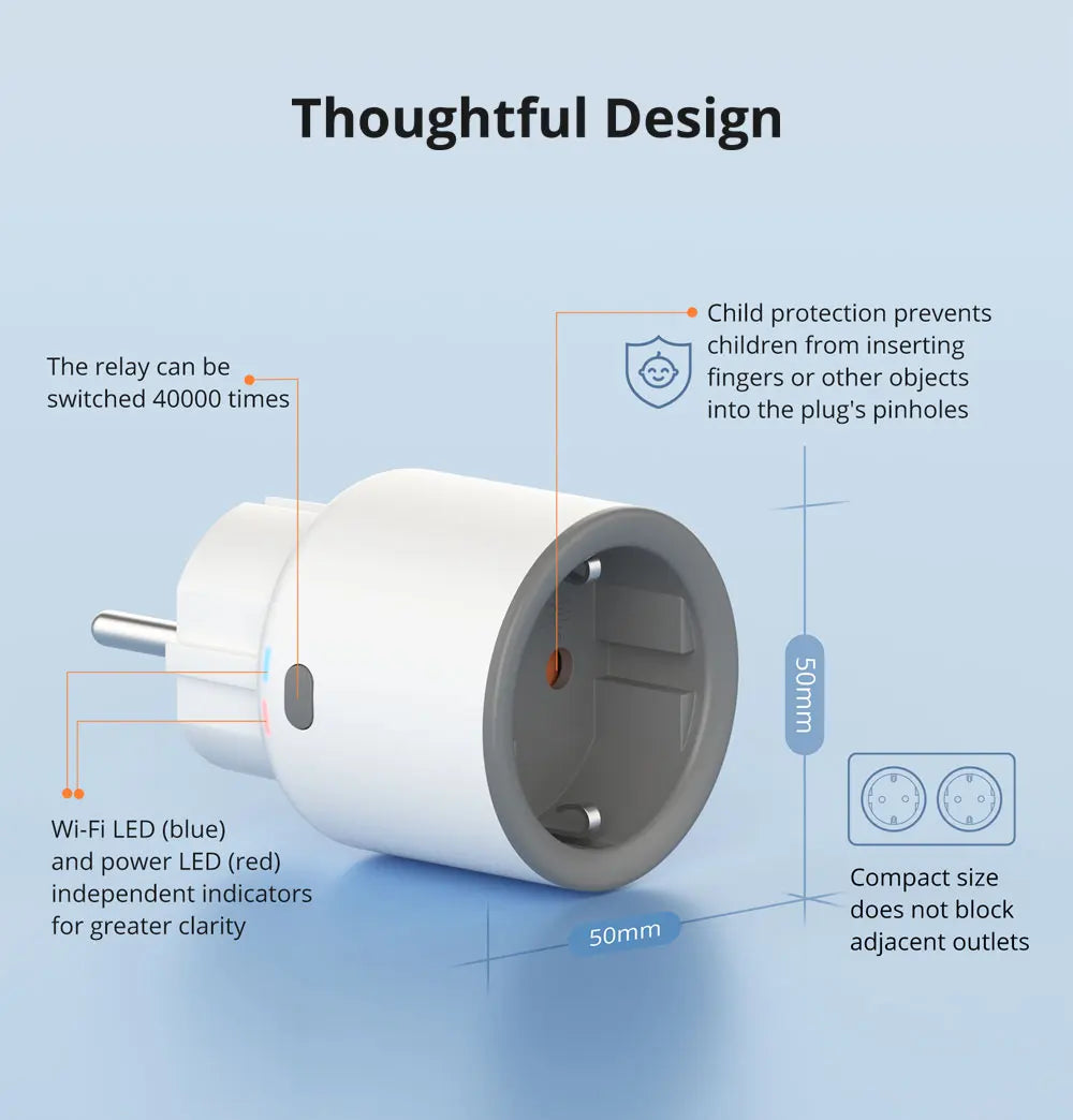 SONOFF S60  EU/UK WiFi Smart Plug with Power Monitor Outlet  Smart Socket Overload Protection Timer for Alexa Google Home Alice