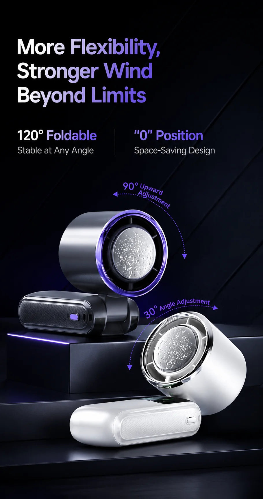 Ice Cooling Portable Neck Fan, 5-Speed Turbo Wind Foldable Hands Free Cooler, 4000mAh 9H Battery Travel Outdoor