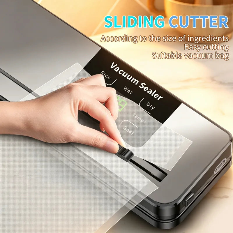 Electric Vacuum Sealer Machine with Built-in Cutter Touch Button Kitchen Food Storage Sealing for Dry/Wet Foods