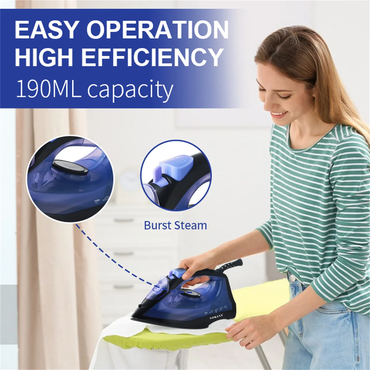 2 in 1Portable hand high voltage electric clothes standing steam iron ABS plastic