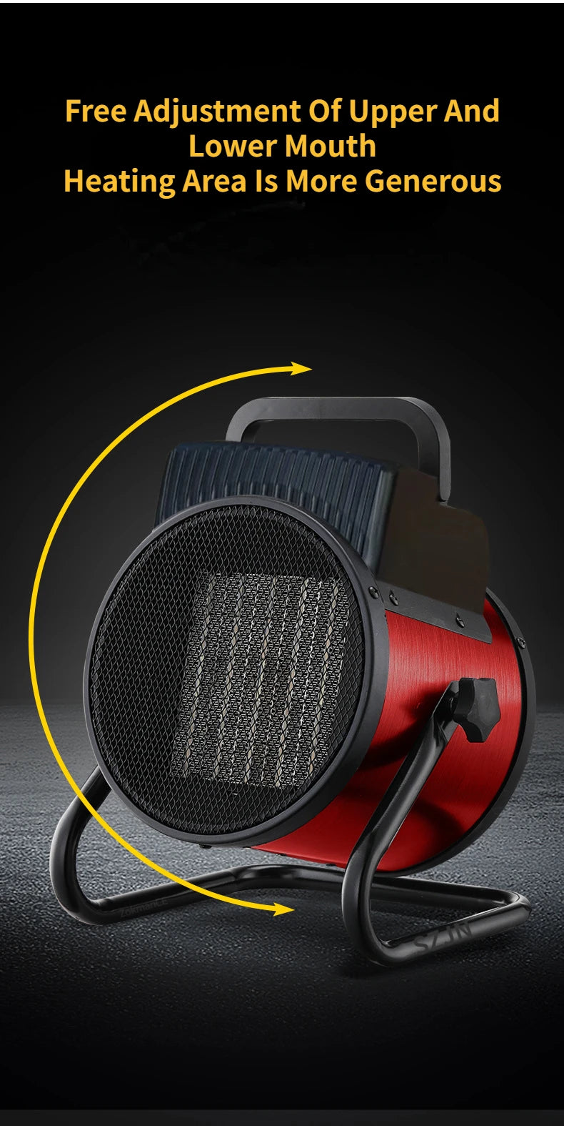 3000W Portable Electric Space Heater with Fan Adjustable Thermostat  2 Heat Settings&Fan Mode&Tip-Over Protection 1.5kw/2kw/3kw