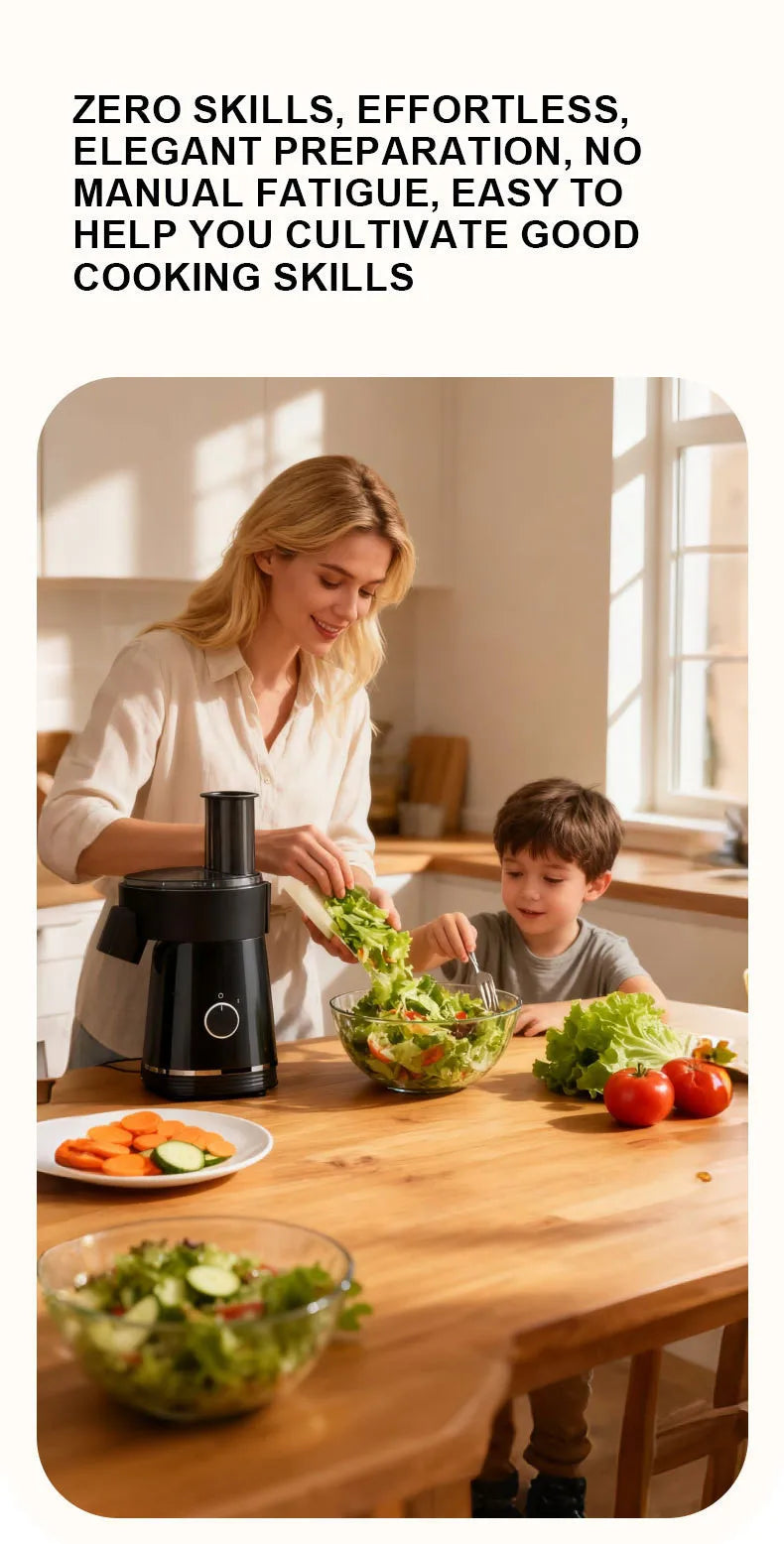 6-in-1 Electric Vegetable Chopper – 200W Multifunctional Food Processor for Slicing, Dicing  Compact & Easy Clean Home/Kitchen