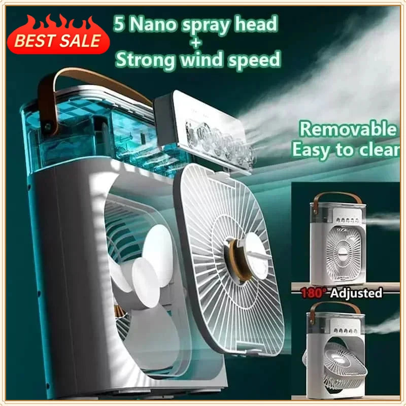 New 3 In 1 Fan AIr Conditioner Household Small Air Cooler LED Night Light Portable Humidifier Air Adjustment Fan Office Home Fan