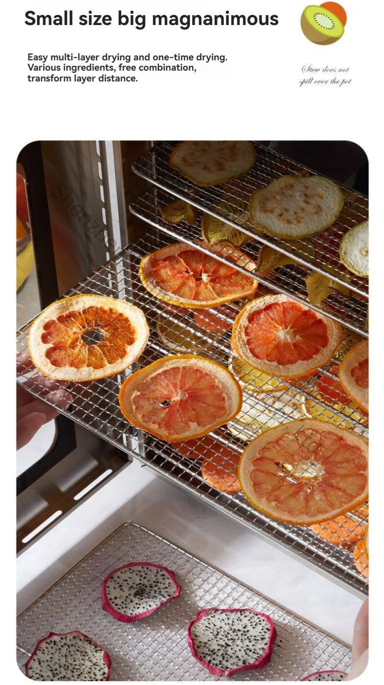 Compact household food dryer, 8-tray multifunctional smart fruit dryer, fruit and food dehydrator.