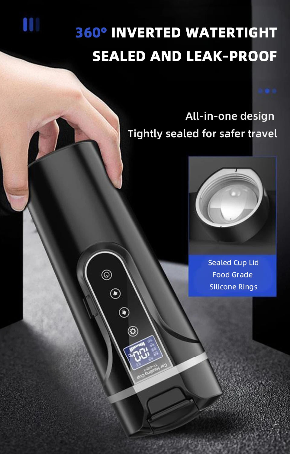 Yanace 500ML Portable Car Electric Kettle Smart Temperature Control Travel Heating Cup for Coffee Milk Tea 12V Auto Boiler