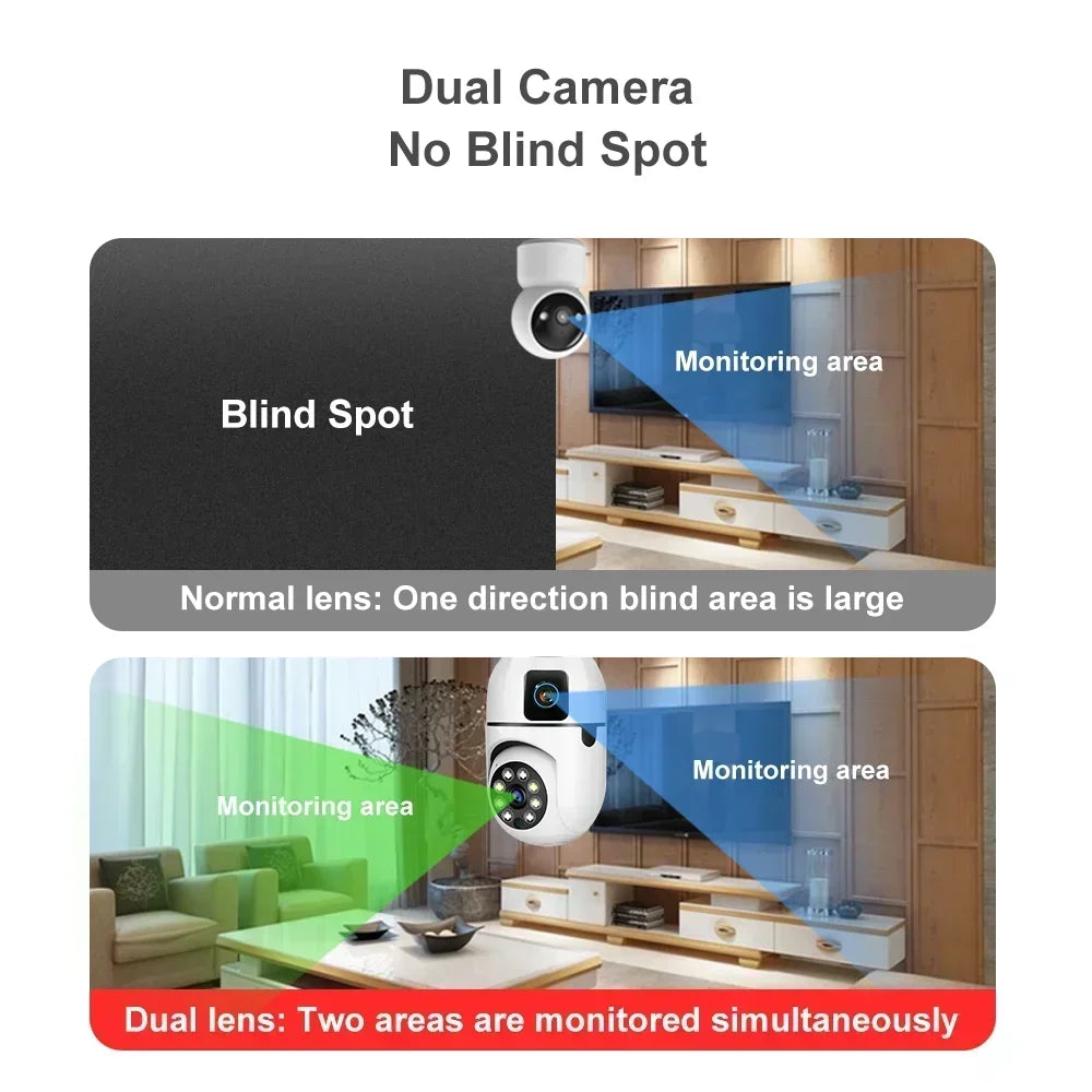 E27 Bulb Surveillance Security Camera 8MP HD Night Vision 2 screen 2 lens Camera Indoor Motion Detection 8X Zoom WiFi Camera 5MP