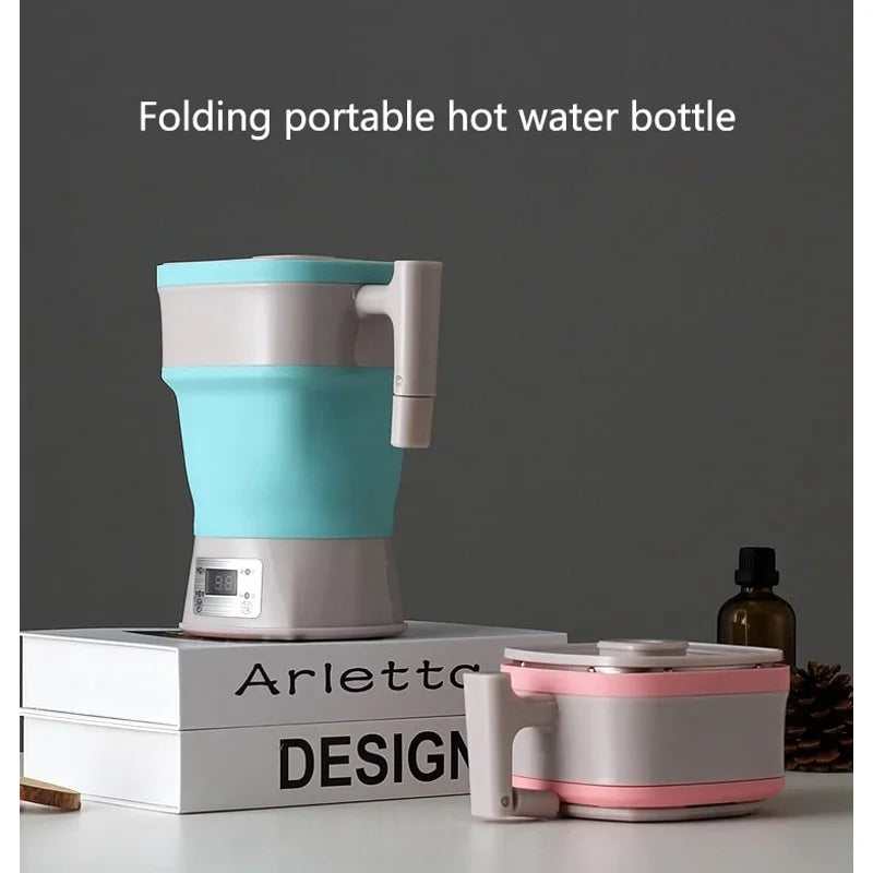 Foldable & Portable Travel Electric Kettle 0.8L Silicone Thermostatic 800W Auto Power Off 110V-240V Universal for Travel & Home