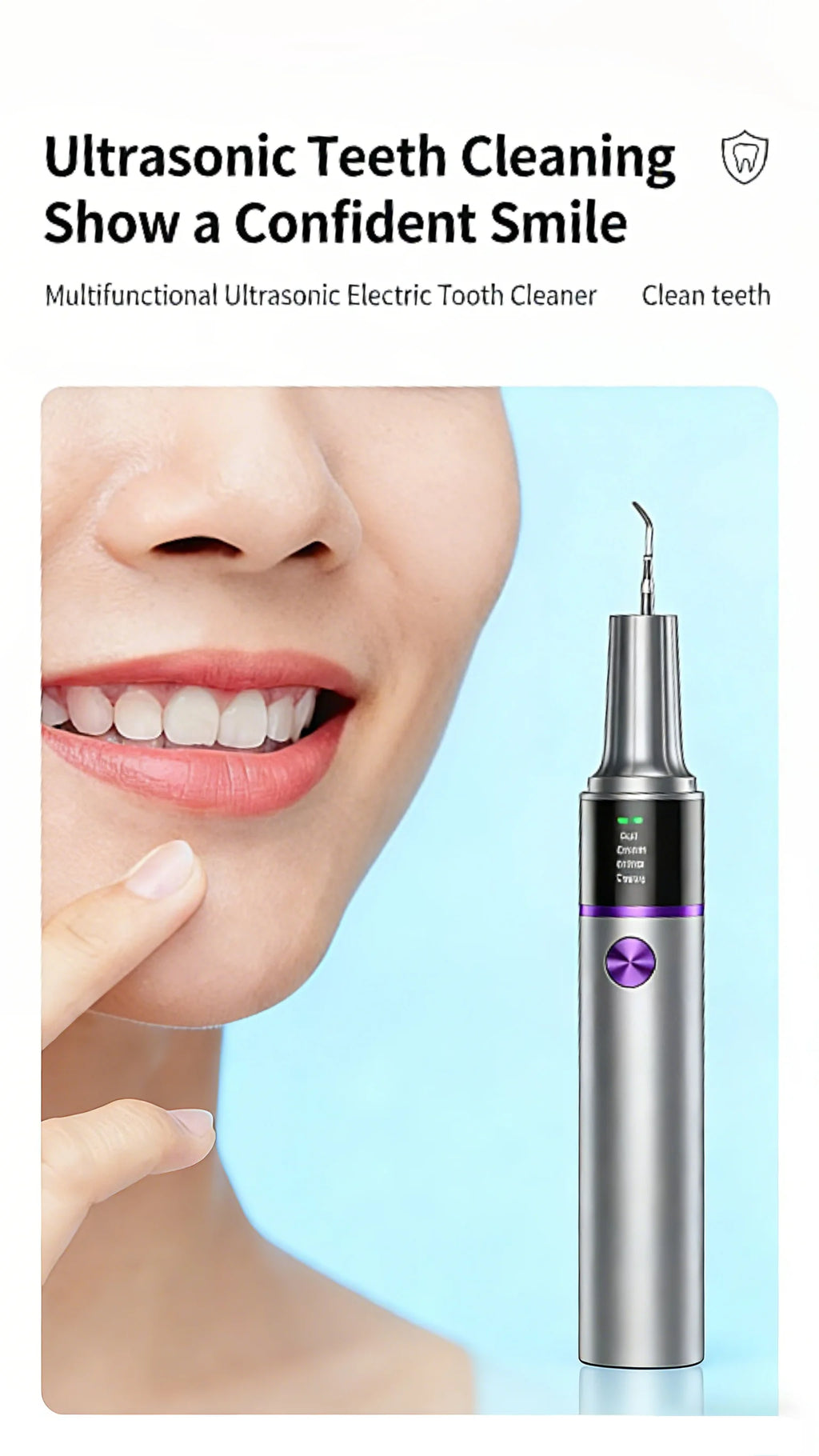 Ultrasonic Teeth Cleaning Kit with Camera  for Effective Stain Removal Surface Cleaning Gum Care Tools for Home
