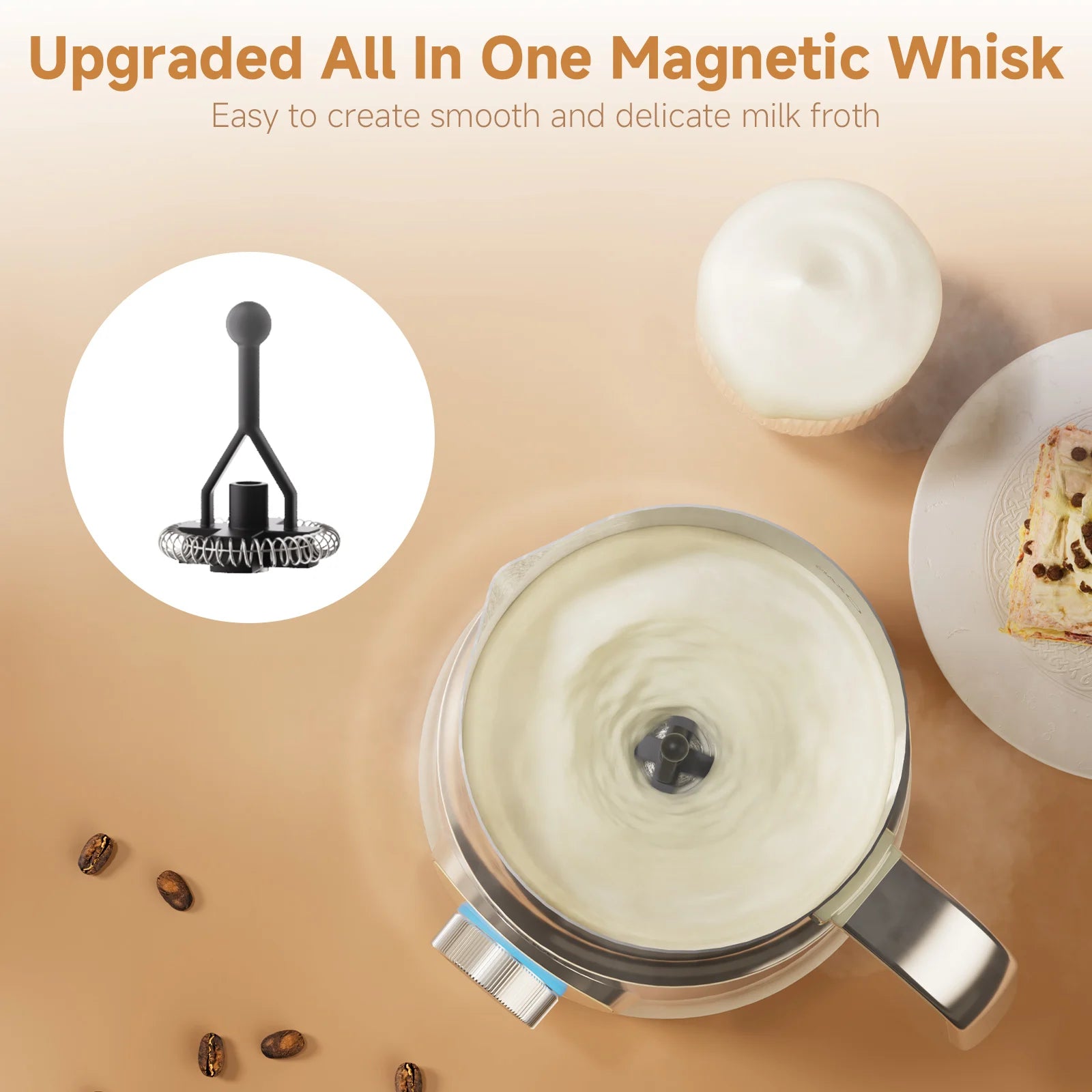 BioloMix Electric Milk Frother Automatic, Foamer for Coffee Cappuccino Latte 7 in 1 Hot and Cold Foam Maker Milk Frother Foamer