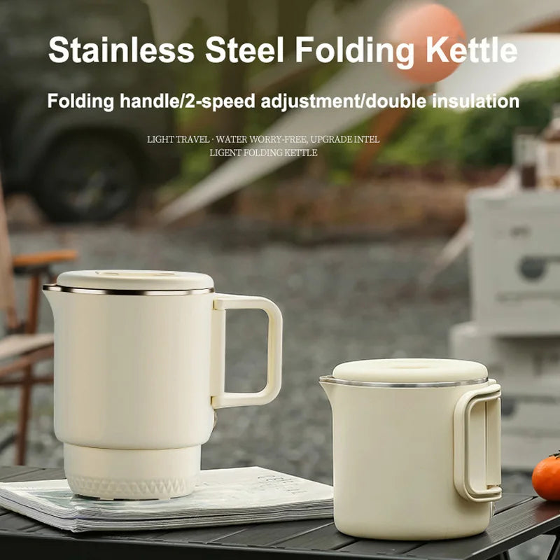 New 800ml Small Portable Electric Kettle Foldable 3 in 1 Multifunctional Travel Electric Kettle Household Rice Cooker Hot Pot