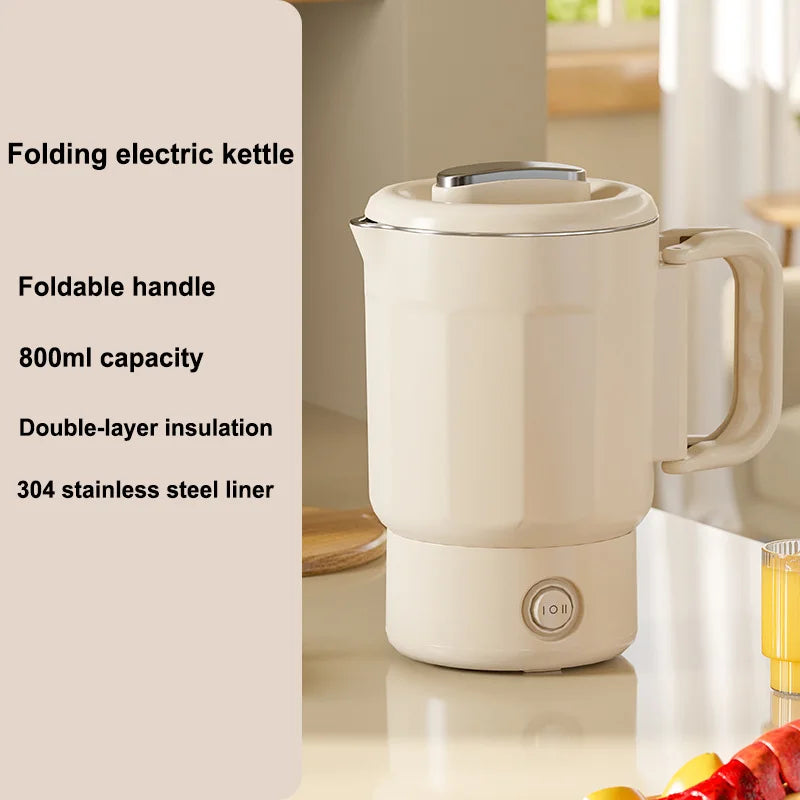 New 800ml 3 in1 Electric Kettle 304 Stainless Steel Folding Travel Kettle Portable Household Multi-function Cooking Pot Hot Pot