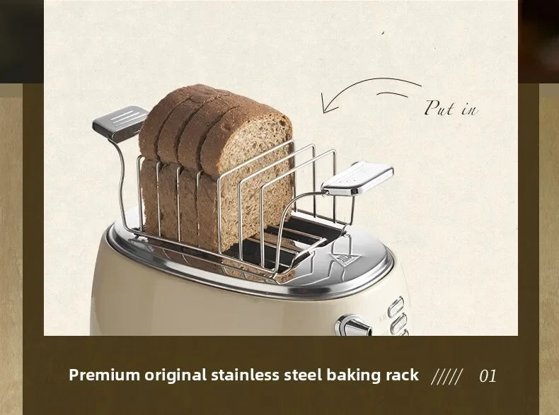 Retro 2 Slice Toaster with Warming Rack Adjustable Browning Control Pastel Green Bread Toaster for Home Breakfast Kitchen 토스터기