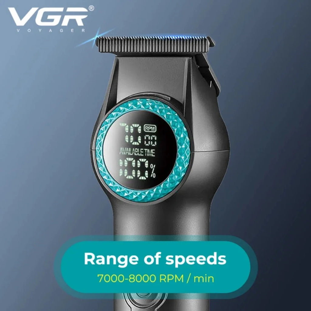 VGR Hair Trimmer Professional Trimmer 8000 RPM Hair Cutting Machine Electric Barber Clippers LED Cordless Clipper for Men V-990