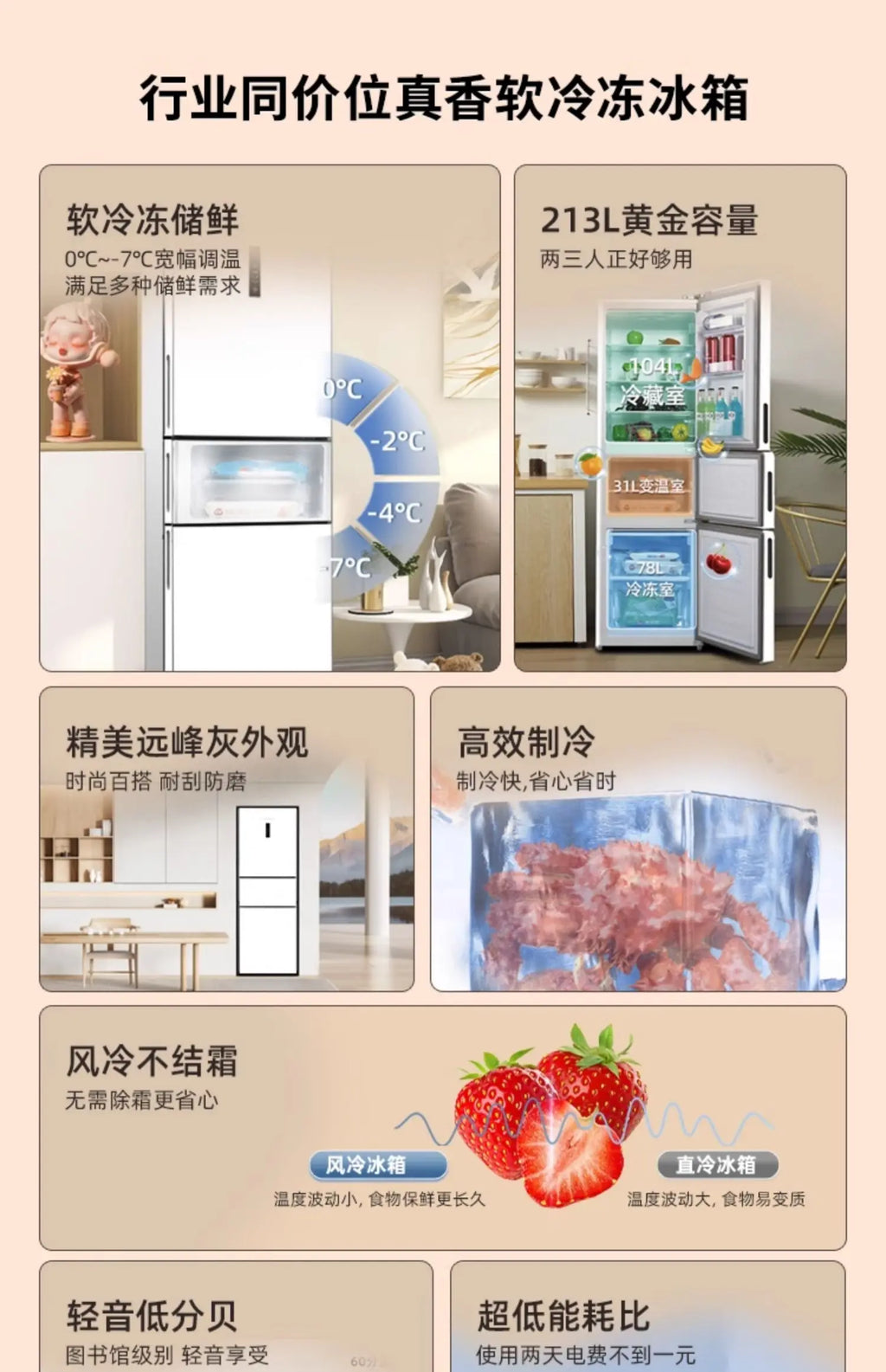 ZML three-door rental room dormitory air-cooled and frost-free ultra-thin double three-door multi-door four-door refrigerator