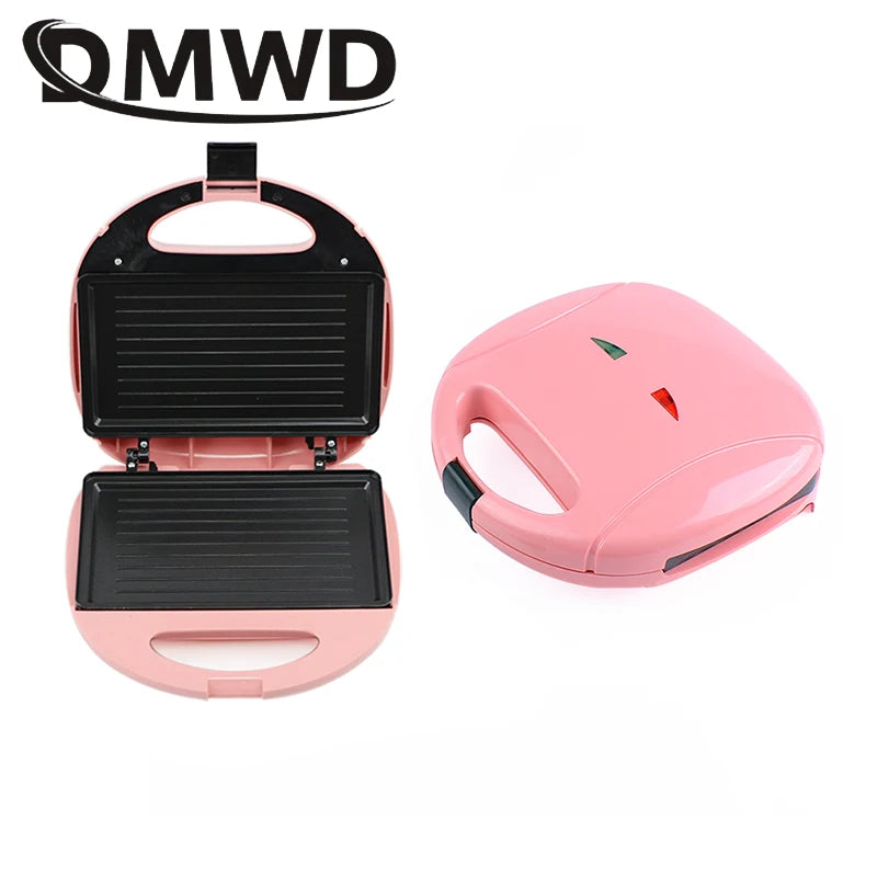 DMWD Electric Egg Sandwich Maker Mini Grilling Panini Baking Plates Toaster Multifunction Non-Stick waffle Breakfast Machine EU