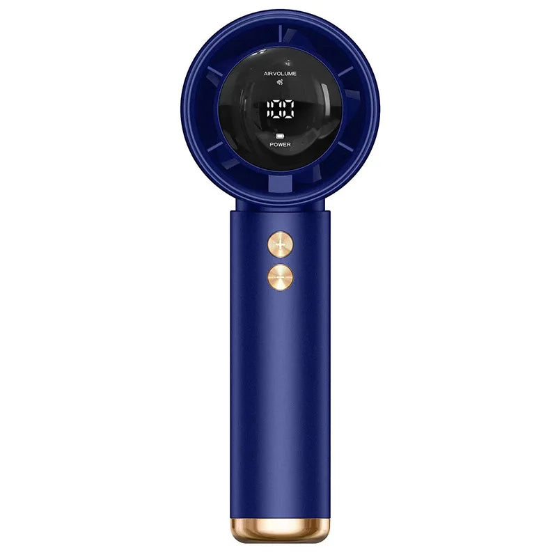 USB Rechargeable Turbo Fan Portable Handheld Mini Air Cooler LED Display Quiet Cooling for Outdoor Travel Office Desk Home Use