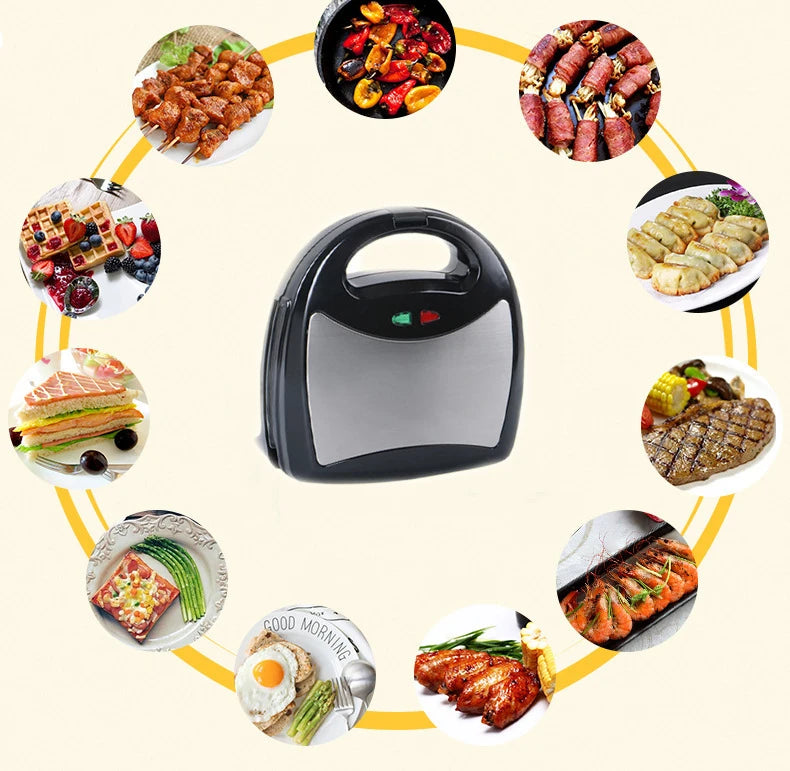 DMWD 3in1 Electric Mini Egg Waffle Sandwich Maker Grilling Plates Breakfast Baking Machine Panini Toaster Bread Frying Pan EU