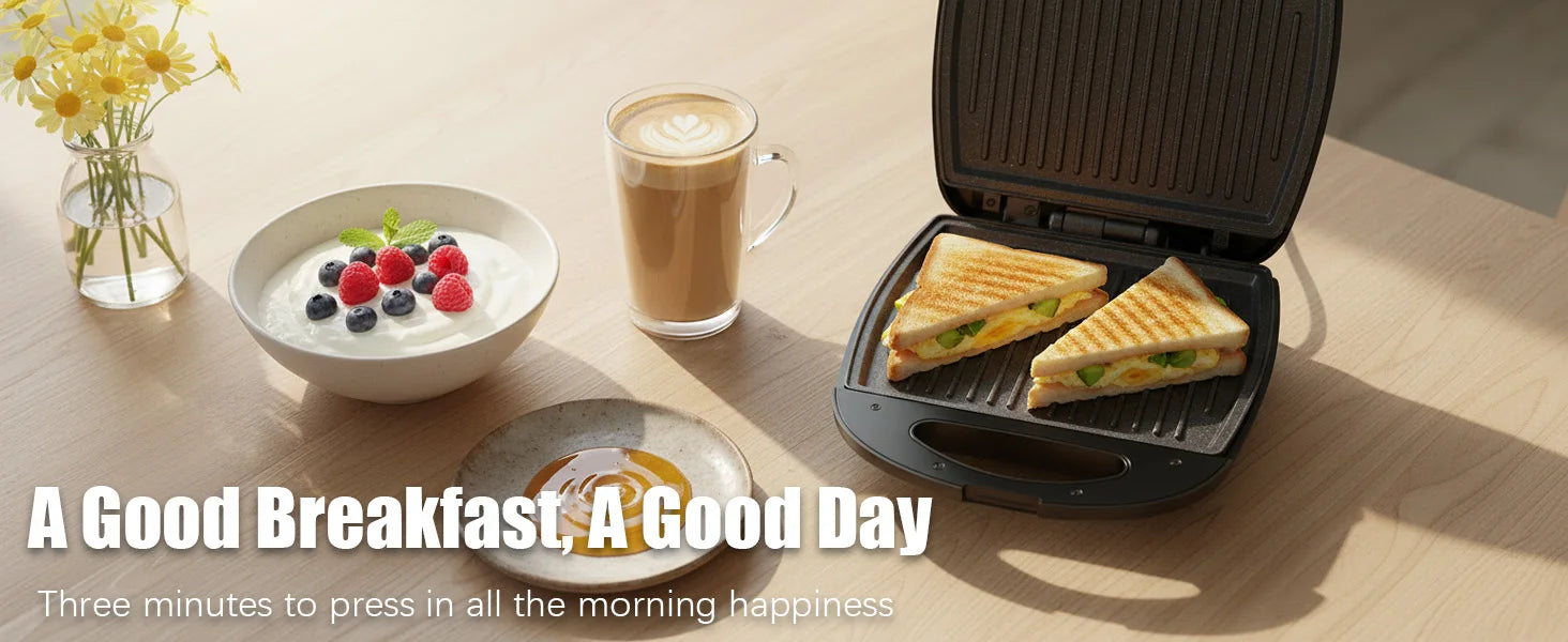Sandwich Maker Sonifer SF-6165 1400W Electric Toastie Maker Non Stick Plates Thermostat Control Breakfast Machine Home Kitchen