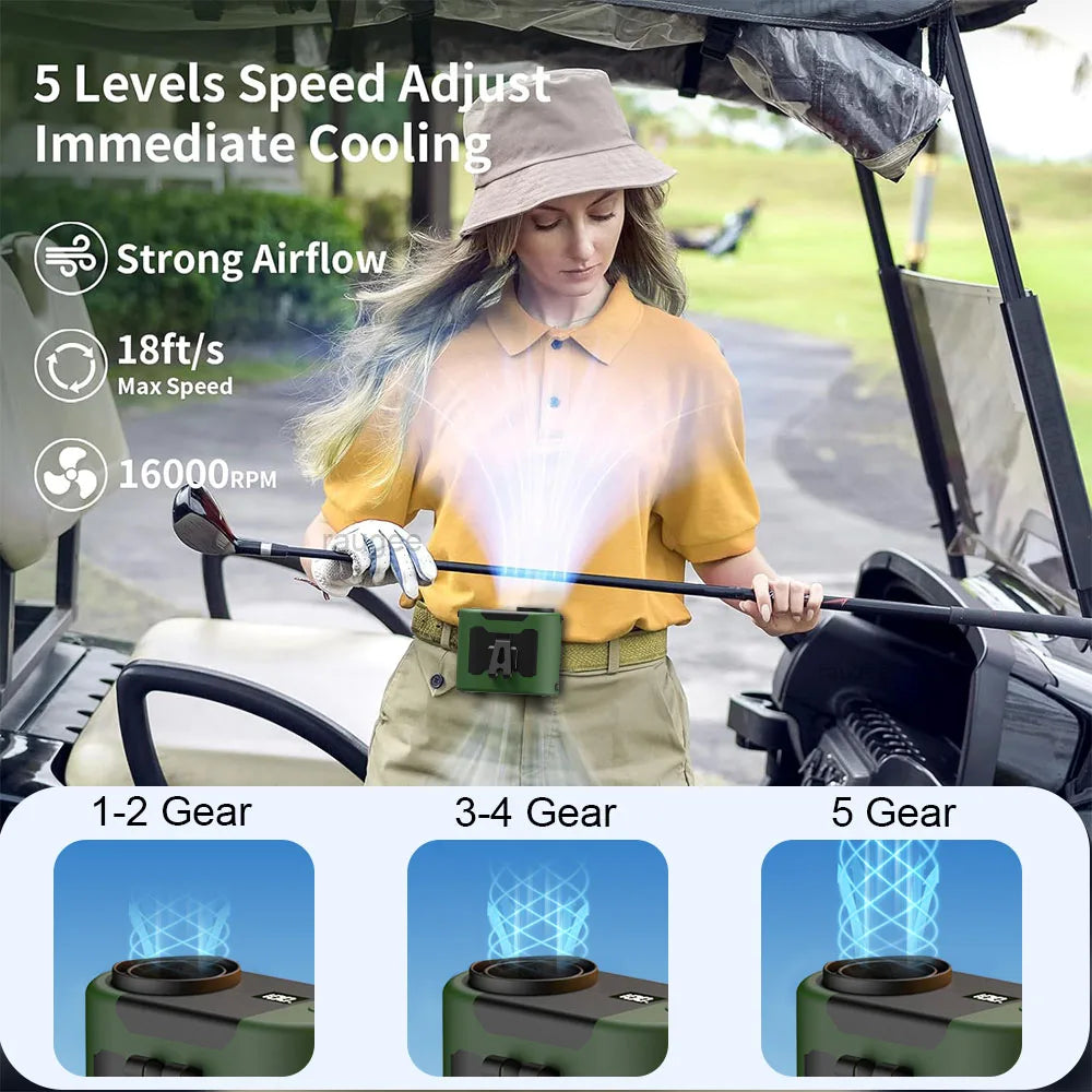 Portable Waist Fan Mini Waist Clip Fan USB Rechargeable Portable Hanging Neck Fan Wireless Outdoor Waist Fan for Camping Travel