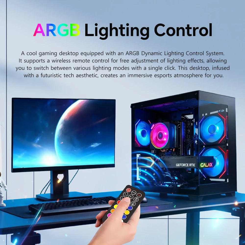 RSION Gaming PC Sea View Room AMD R5 5600 CPU RTX5060 32G RAM 1TB SSD Desktop Game Computer Assembled PC Gamer Full