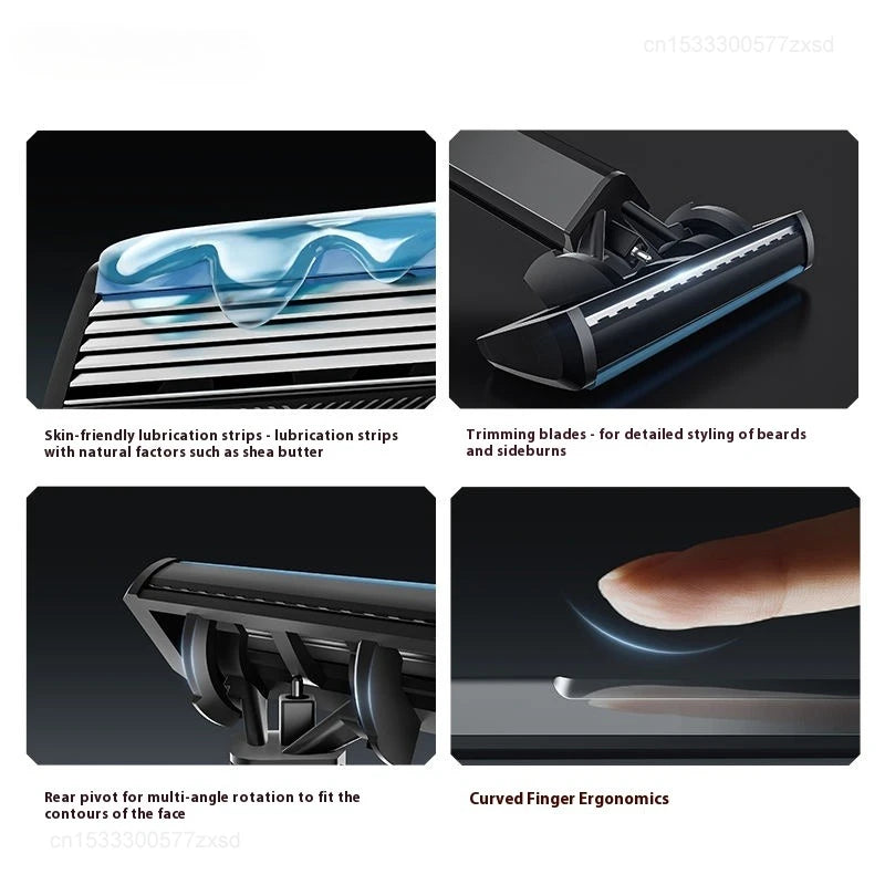 MKODO Manual Safety Razor Set with 6-Layers Imported Blades Tool Head Change High Quality Men Razor Shaving Reusable Use