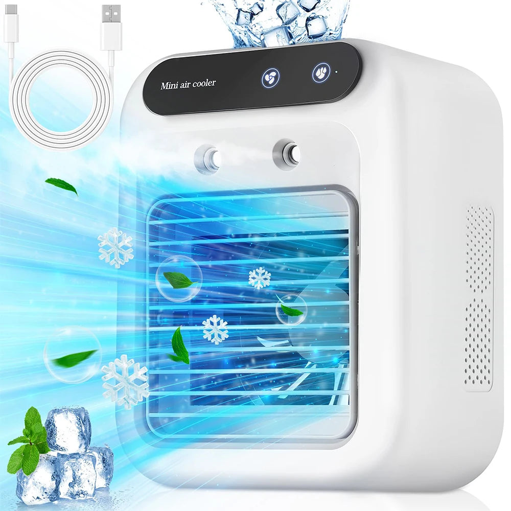 USB Desktop Humidifier Fan Water Tank Mini Air Cooler Portable Cooling Device 1800mAh Lithium Battery Low Voltage Operation Fan