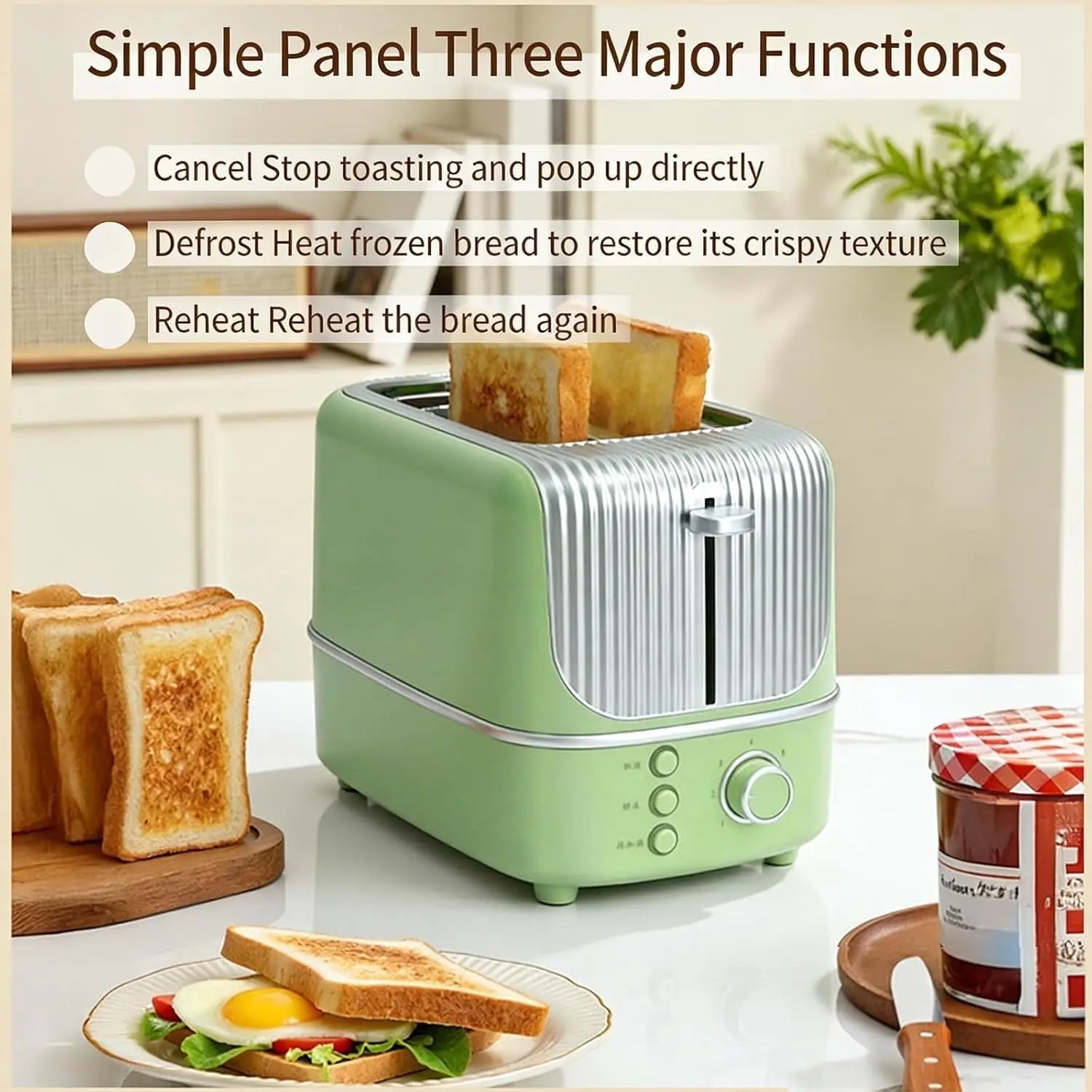 Toaster Oven 2 Slices with 7 Browning Levels, Automatic Pop-up, Frozen/Cancel/Reheat, Extra Wide Slots for Bread Bagels Waffles